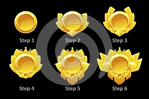 Awards medals for Gui Game. Vector golden template award in different versions