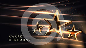 Awards nomination name podium, golden prize event, scene star ceremony. Vector illustration photo
