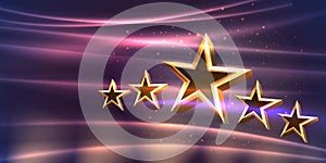 Awards nomination name podium, golden prize event, scene star ceremony. Vector illustration photo