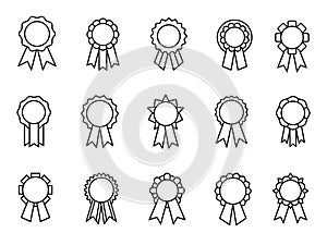 Awards ribbons line icons