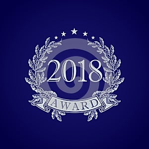 2018 awards. Vintage vector logotype.