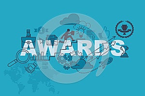 Awards website banner concept with thin line flat design