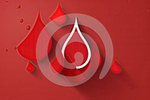 Awareness banner with red paper cut blood drop, Generative AI