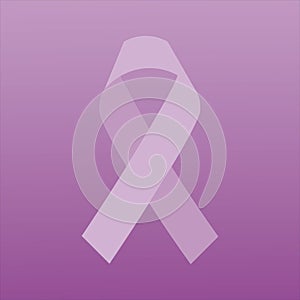 Awareness purple ribbon. Realistic purple ribbon, epilepsy awareness symbol, isolated on violet background