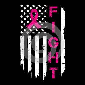 Awareness Ribbon - Breast Cancer awareness American Distressed Flag vector t shirt design