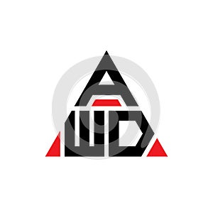 AWD triangle letter logo design with triangle shape. AWD triangle logo design monogram. AWD triangle vector logo template with red