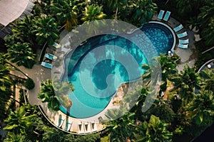 Awe-Inspiring Aerial Shot of a Tropical Pool. Generative AI.