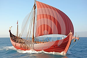 Awe-Inspiring panoramic view of majestic Viking longships sailing on the horizon