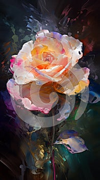 Awe-Inspiring Rose Background with Spontaneous Palette Knife Painted Pixels