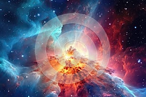The Aweinspiring Beauty Of The Orion Nebula, Stellar Nursery. Generative AI photo