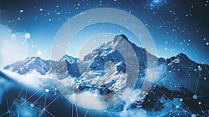 An aweinspiring mountain range a reminder of the collaborative effort and underlying synergy that powers blockchain photo