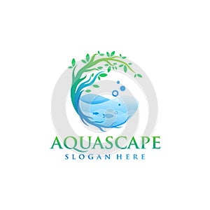 Aquascape logo design vector illustration photo