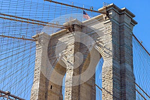 Awesome architectural detail scenery view Brooklyn Bridge, New York City