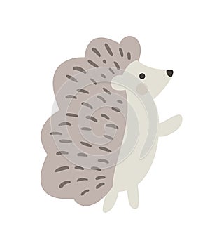 Awesome baby vector cute flat hedgehog isolated. Doodle animal illustration in scandinavian style for design. Graphic