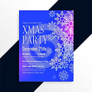 Awesome blue snowflakes christmas party flyer design