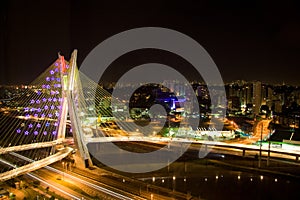 Pinheiros River Bridge at night
