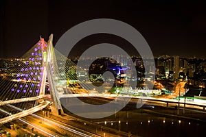 Pinheiros River Bridge at night photo