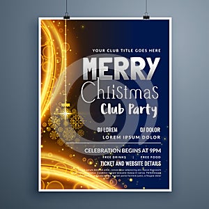 Awesome christmas party poster template design with hanging snow