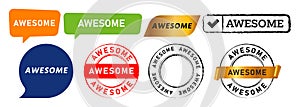 awesome circle rectangle stamp and speech bubble labels ticker sign for motivational quote photo