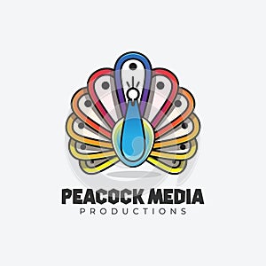 Awesome colorful logo Peacock for business