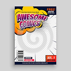 Awesome comic book cover page design template photo