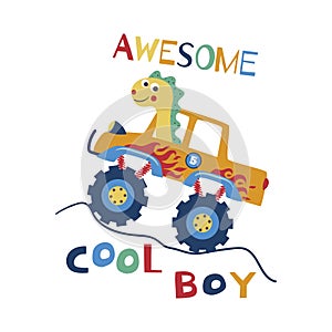 Awesome cool boy. T-shirt design for kids