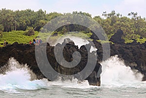 Awesome Crashing Surf at the Blowhole at Waianapanapa State Park