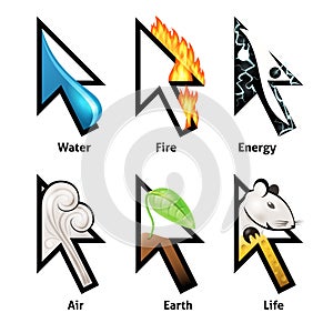 Awesome cursor set with elements of life