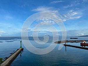 View from manado port entrance to manado bay photo