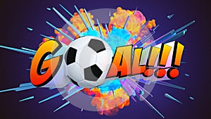 Awesome exploding goal word with soccer ball