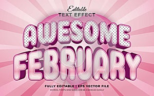 Awesome february 3d editable text effect with pink love for valentine days