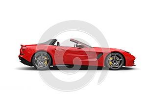 Awesome fire red modern cabriolet sports car - side view photo