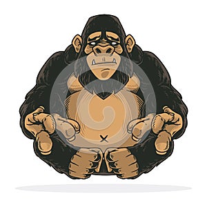 Awesome gorilla or ape hand drawn design