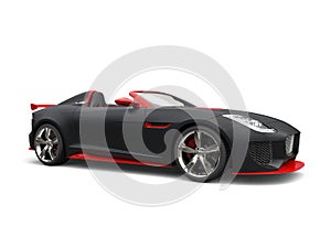 Awesome matte black super sports car with red details - beauty shot