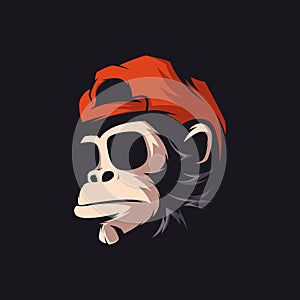 AWESOME MONKEY GLASSES LOGO MASCOT ILLUSTRATION