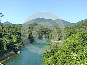 Awesome nature photography view beach irrigation Resorvoir in Hong Kong Tai tam country park waterworks Heritage trail