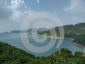 Awesome nature photography view beach irrigation Resorvoir mountain in Hong Kong Devil& x27;s paw Stanley hill Chung hom kok