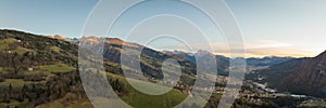 Awesome panorama of the Seriana valley and its mountains at sunrise photo