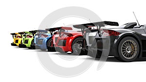 Awesome race cars - various color paints - back view