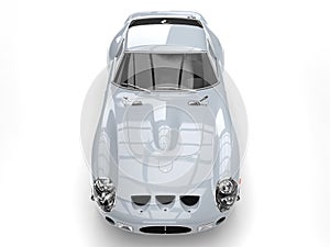 Awesome shiny silver vintage race car - top view