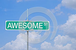 Awesome Street sign with blue sky background