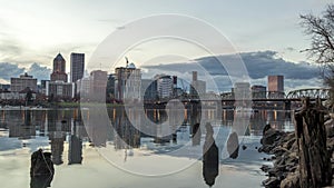 Awesome timelapse in dowtown Portland Oregon from the shore of Willamette River. Epic clouds forming and moving over Portland Oreg