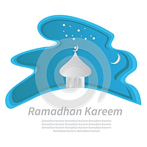 Awesome Vector of papercut effect Ramadhan Kareem photo
