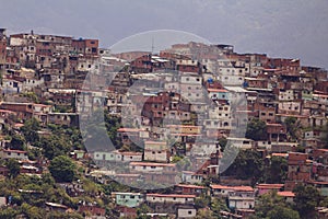 Awesome view of Artigas and Moran Slums in green hills Caracas Venezuela photo