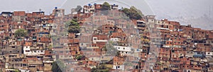 Awesome view of Artigas and Moran Slums in green hills Caracas Venezuela