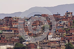 Awesome view of Artigas and Moran Slums in green hills Caracas Venezuela