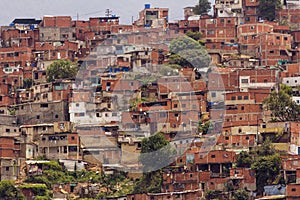 Awesome view of Artigas and Moran Slums in green hills Caracas Venezuela