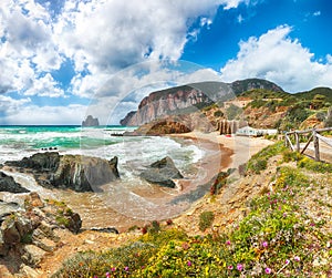 Awesome  view of beach Portu Cauli in Masua with Pan di Zucchero at background