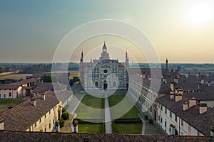 Awesome view of Certosa di Pavia at morning
