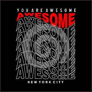 Awesome wave effect design typography, vector design text illustration, sign, t shirt graphics, print